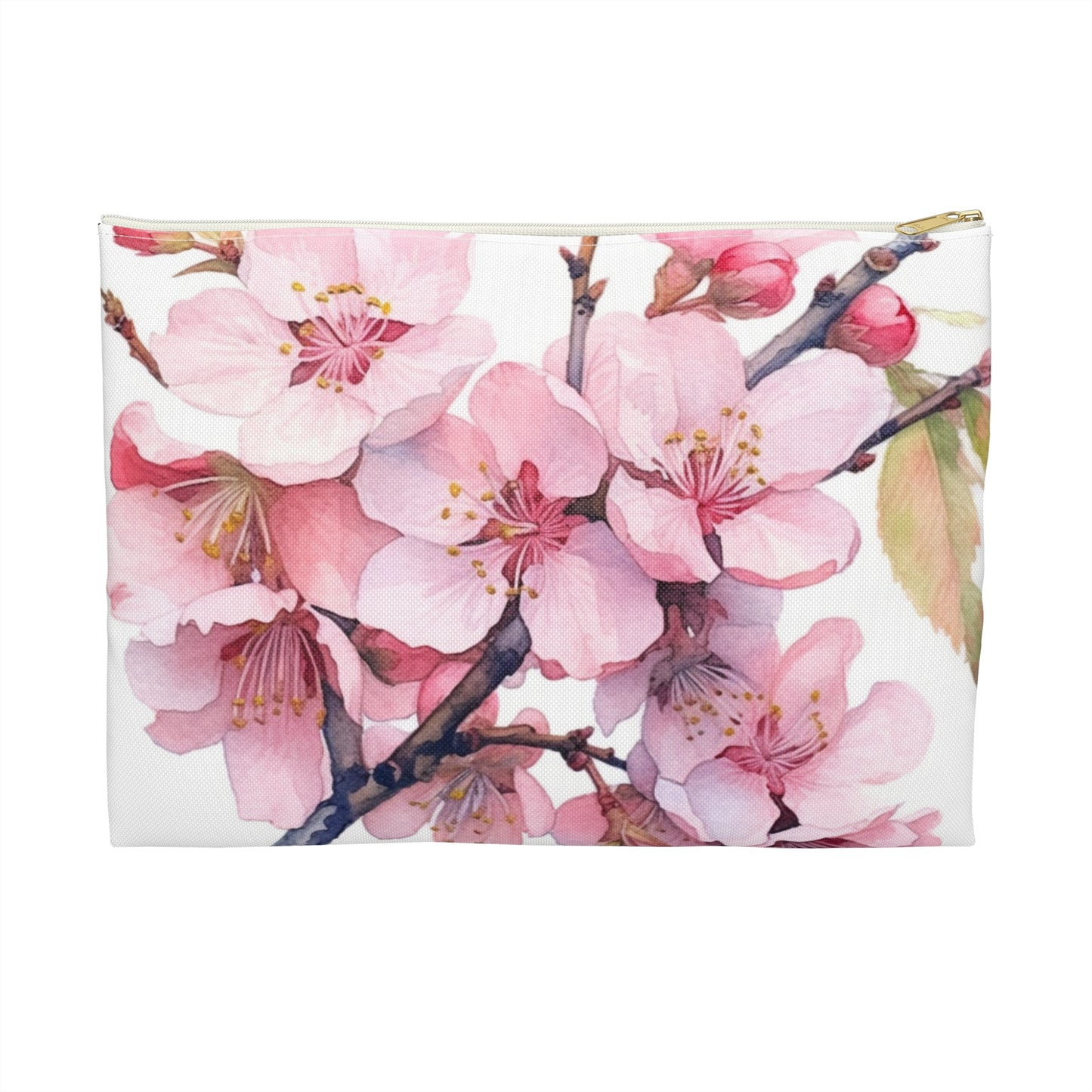 Whimsical Delight: Watercolor Cherry Blossom Tree Accessory Pouch