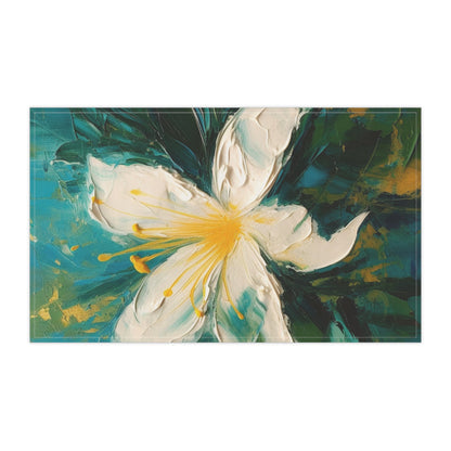 Floral Symphony: Kitchen Towel featuring an Abstract Oil Painting of Jasmine