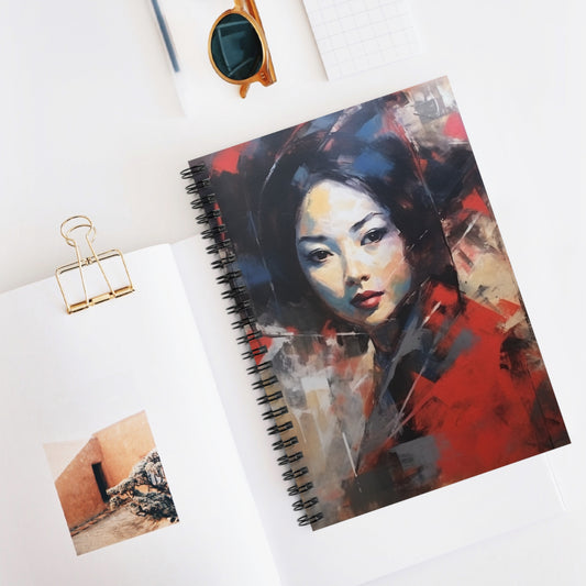 Abstract Backgrounds Spiral Notebook - Ruled Line: Harmonious Blends of Colors and Geisha Inspiration