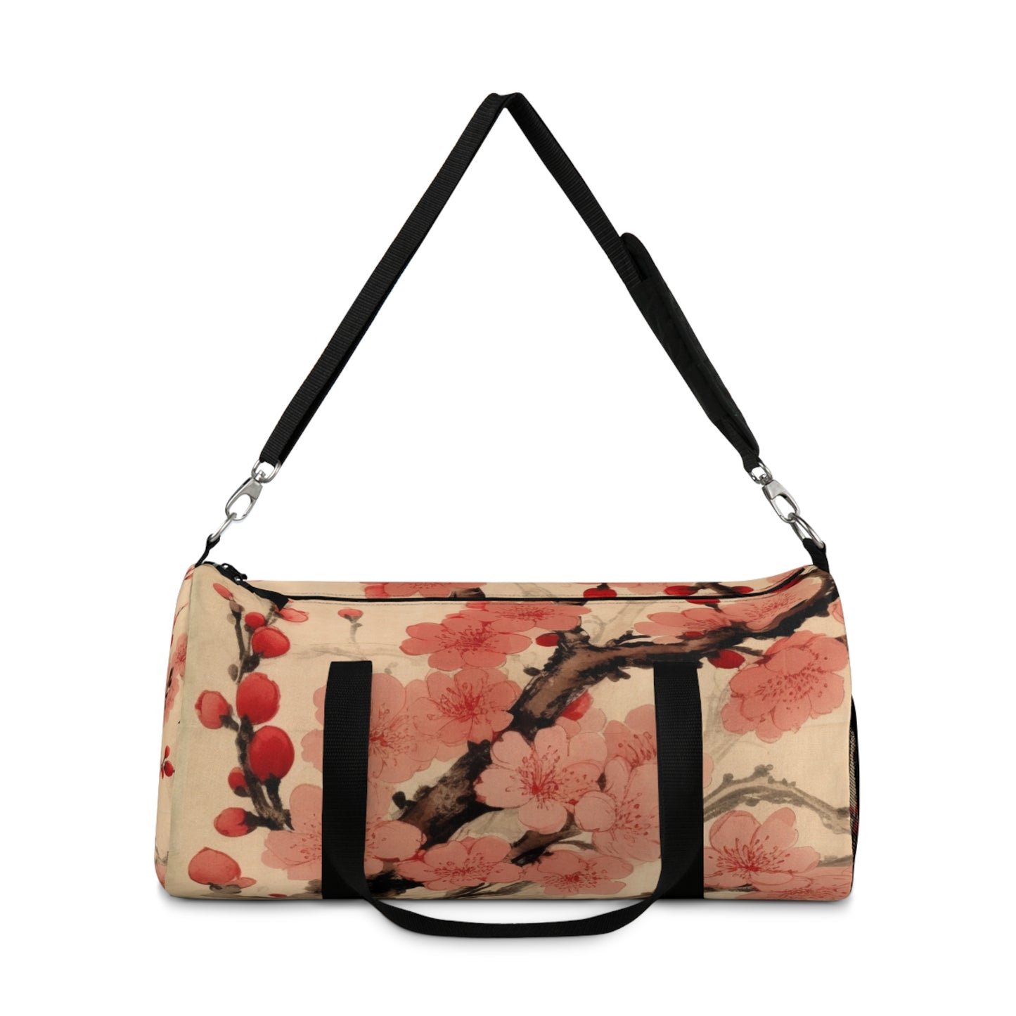 Floral Fusion: Duffel Bag Merging Cherry Blossom Beauty and Artistic Flower Drawings