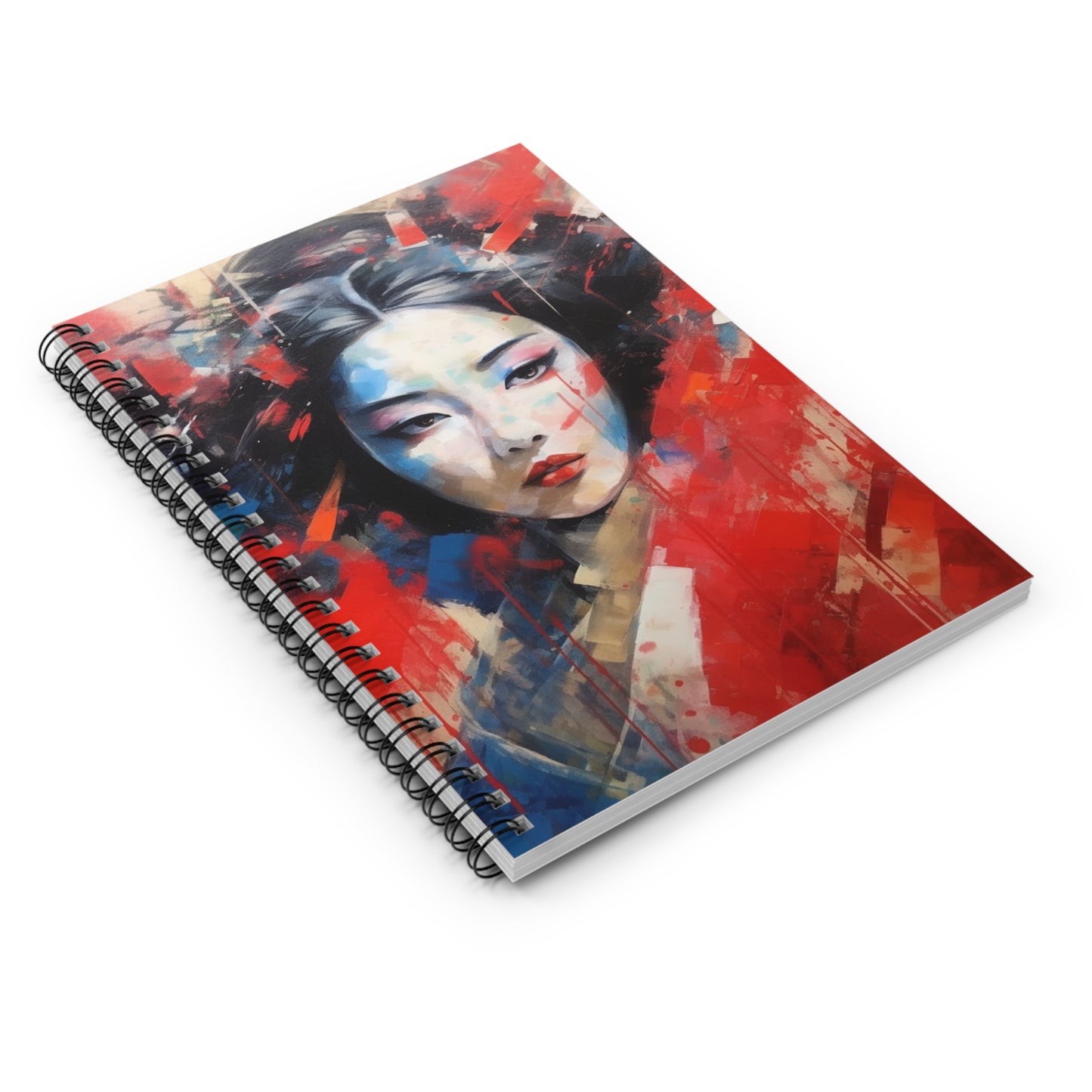 Spiral Notebook with Abstract Geisha Drawing