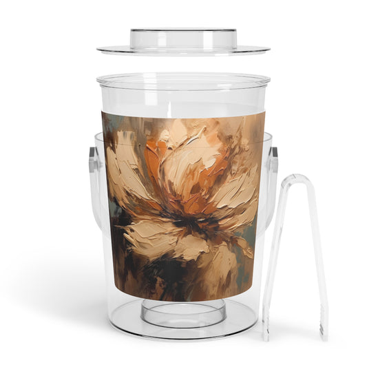 Artistic Fusion: Ice Bucket with Tongs Infused with Tan Hua-Inspired Abstract Art