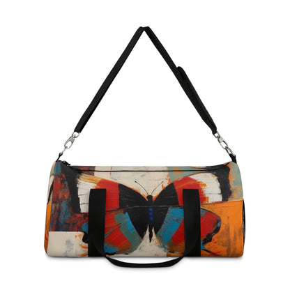 Bauhaus-Inspired Butterfly Symphony: Duffel Bag  with Vibrant Colors and Intricate Details