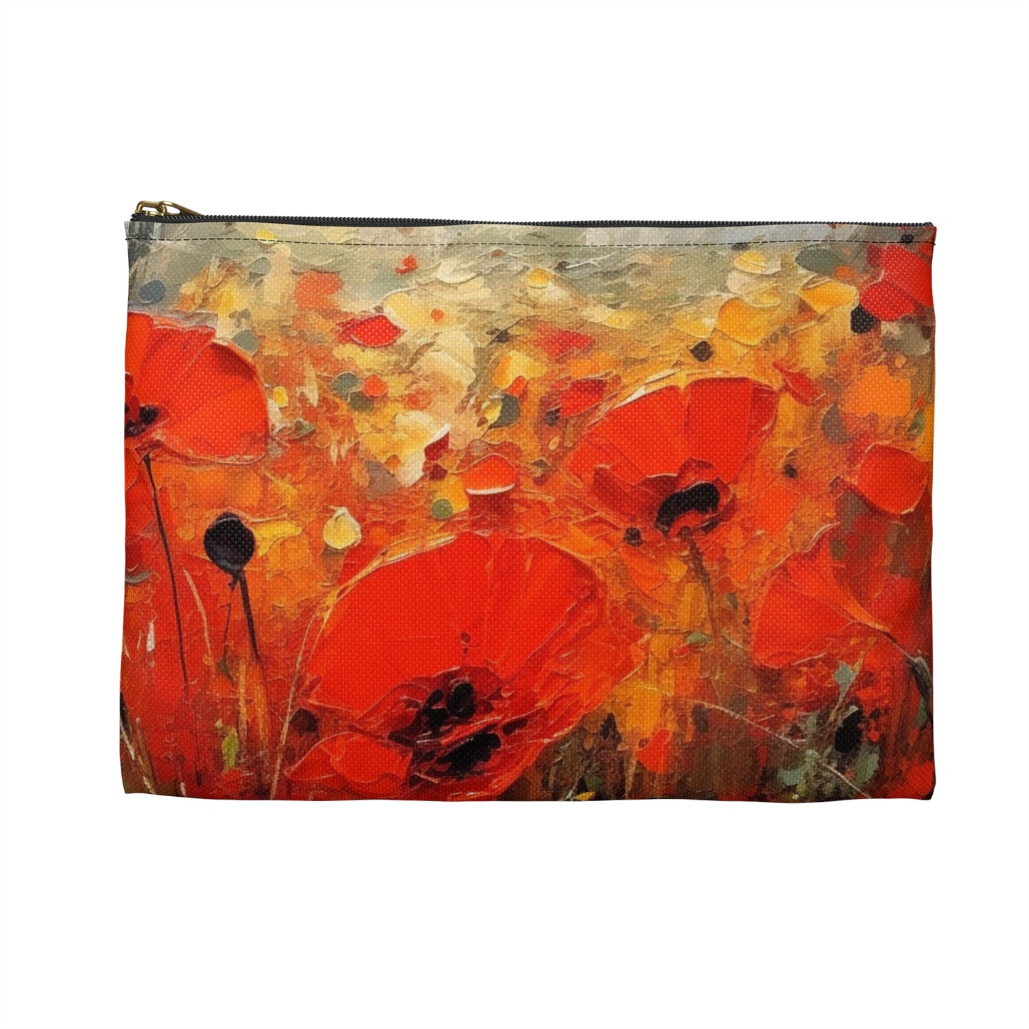 Whimsical Poppy Art on Accessory Pouch