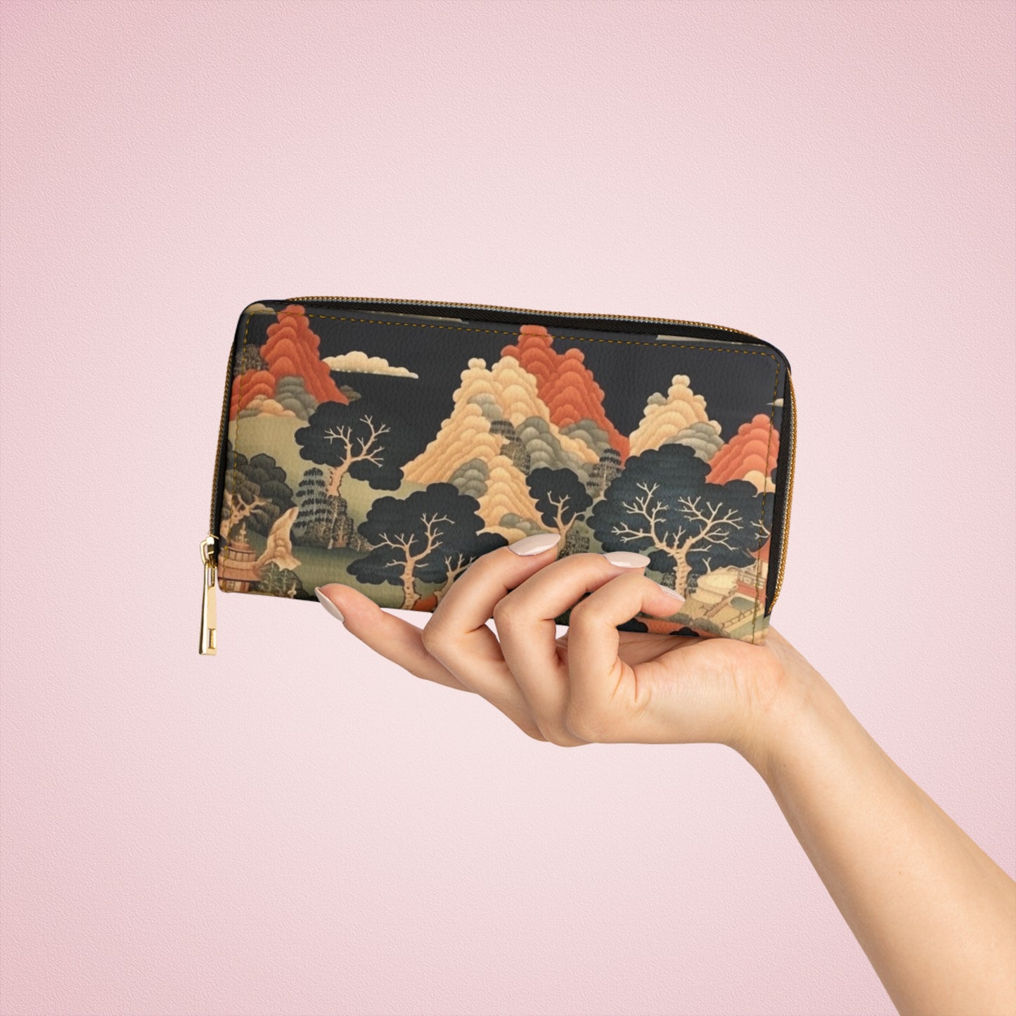 Tapestry Treasures: Japanese-inspired Zipper Wallet for Art Lovers