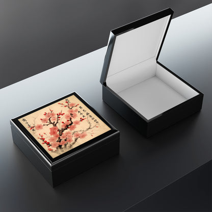 Floral Fusion: Jewelry Box Merging Cherry Blossom Beauty and Artistic Flower Drawings