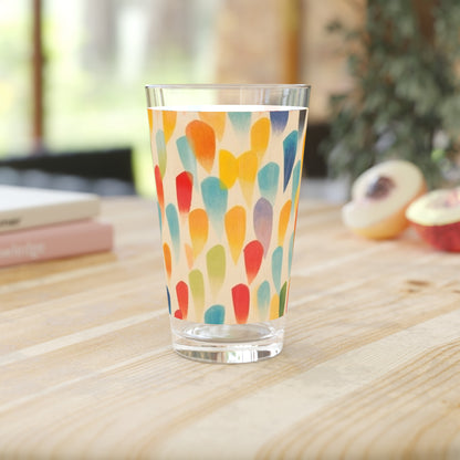 Shape Symphony: Energetic Brushwork Pint Glass