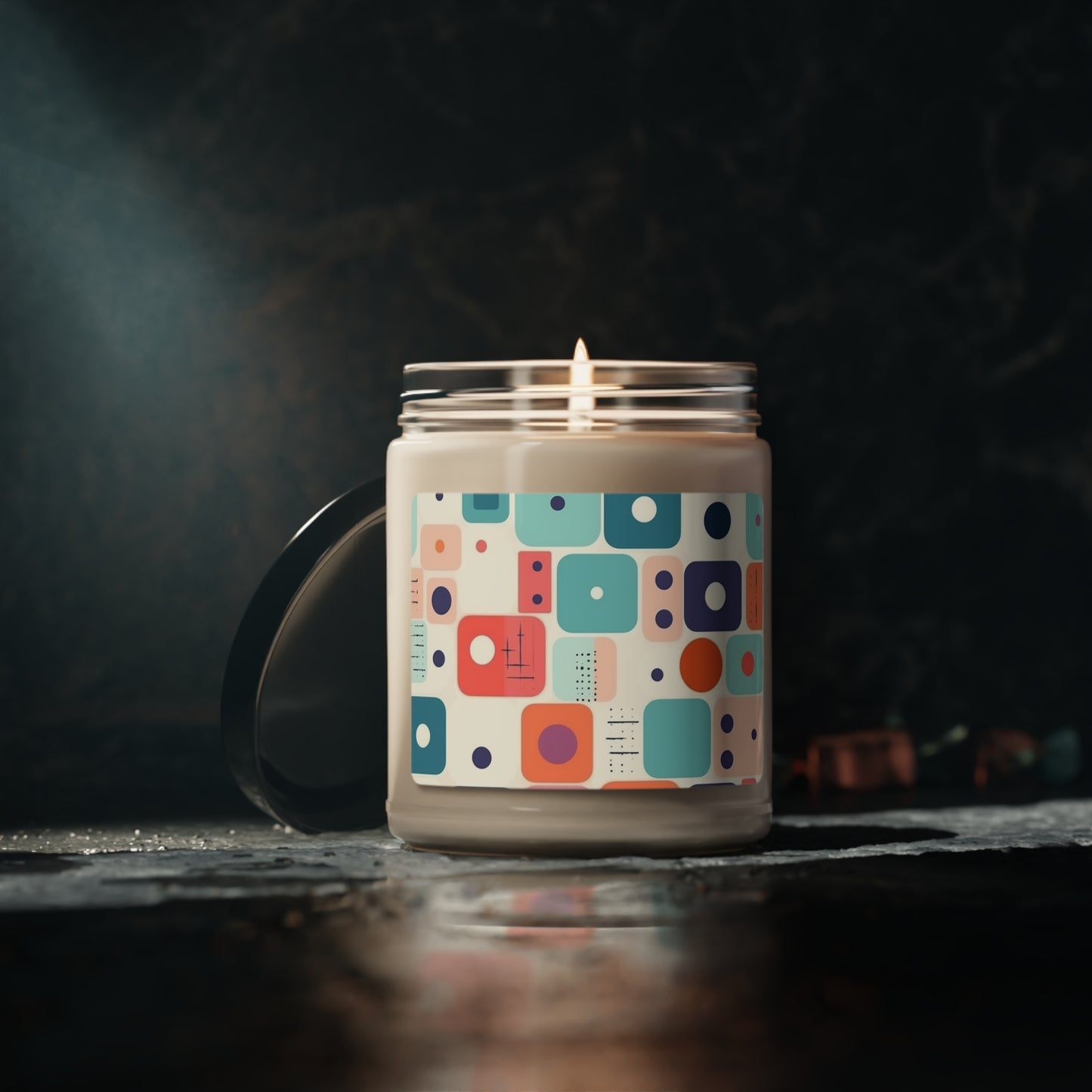 Retro Chic: Atomic Age-Inspired Scented Soy Candle with Midcentury Modern Design and 1960s Fashion