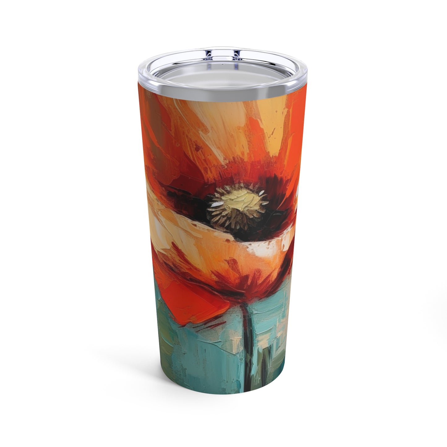 Tumbler with Red Poppy Drawing