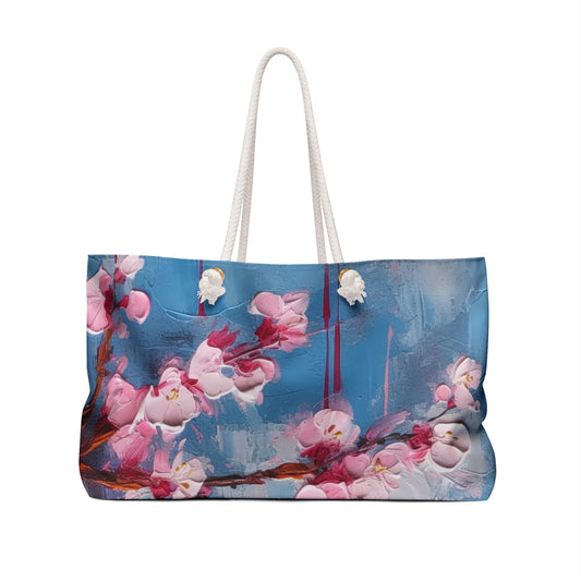 Weekender Bag with Abstract Cherry Blossom Drawing: Embrace the Serenity