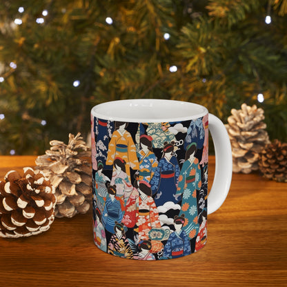 Ceramic Mug: Kimono Dreams - Embrace Japanese Artistry with Every Sip