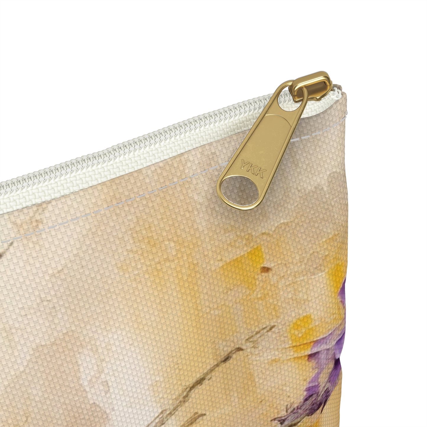 Expressive Lavender Drawing on Accessory Pouch: A Symphony of Colors and Petals