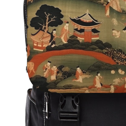 Tapestry Treasures: Japanese-inspired Unisex Casual Shoulder Backpack for Art Lovers