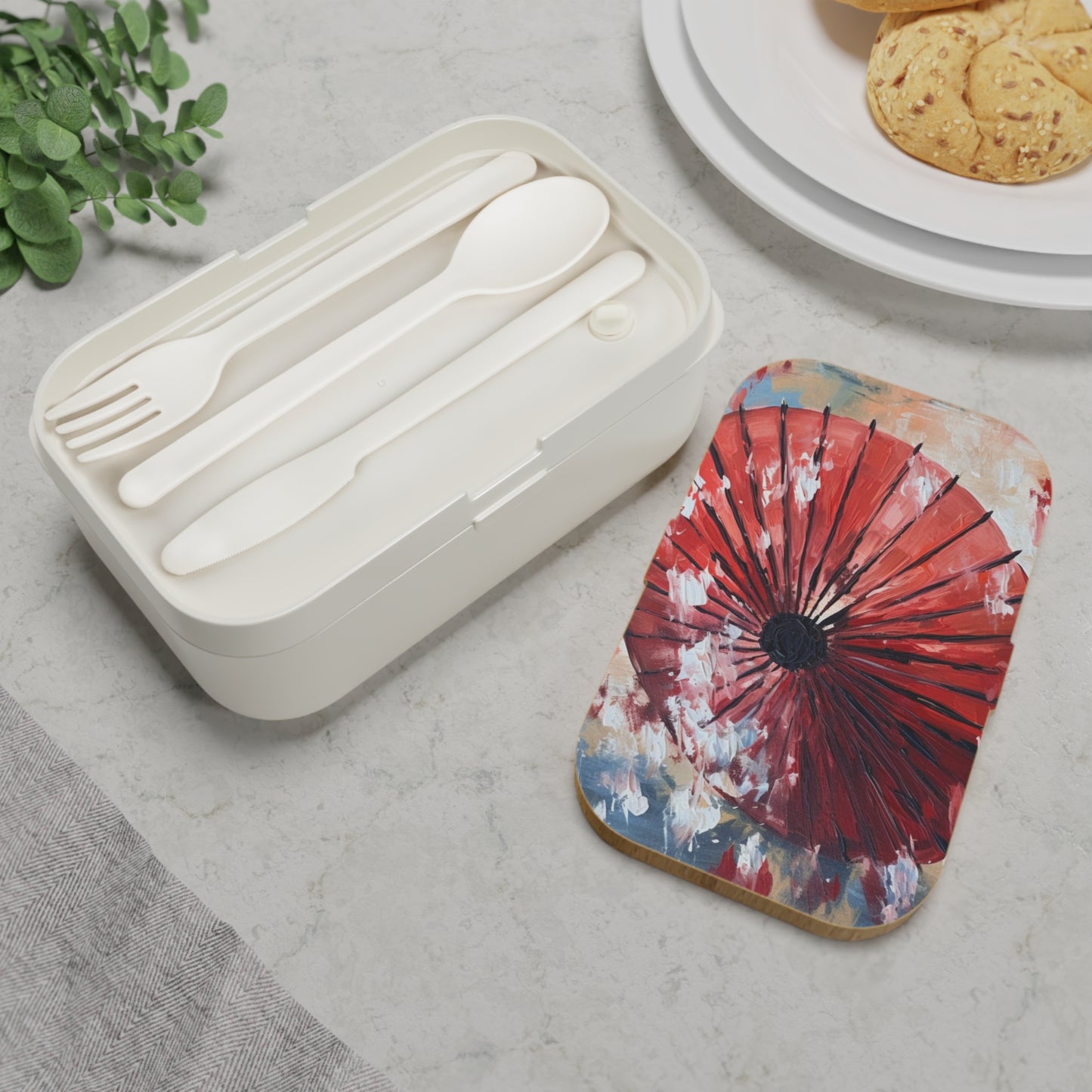 Abstract Japanese Umbrella Painting Bento Box: Unleashing Artistic Beauty