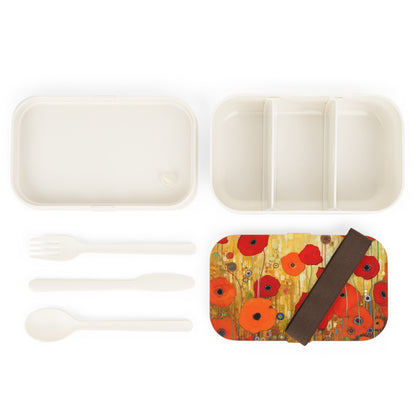 Floral Symphony: Bento Box showcasing Gustav Klimt's Poppies in Art Nouveau