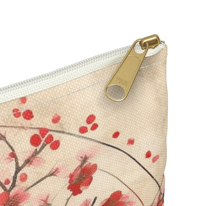 Nature's Brushstrokes: Accessory Pouch Featuring Captivating Cherry Blossom Drawings