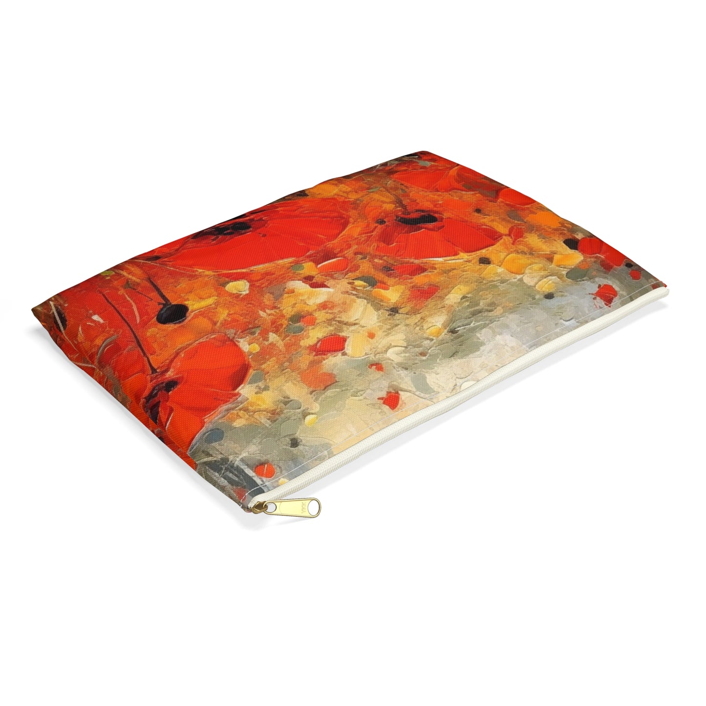 Whimsical Poppy Art on Accessory Pouch