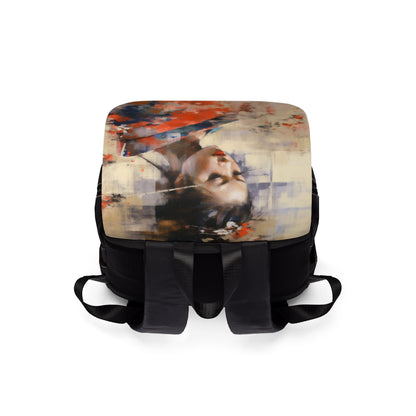 Japanese-Inspired Abstract Oil Painting Unisex Casual Shoulder Backpack:Celebrating Geisha Beauty