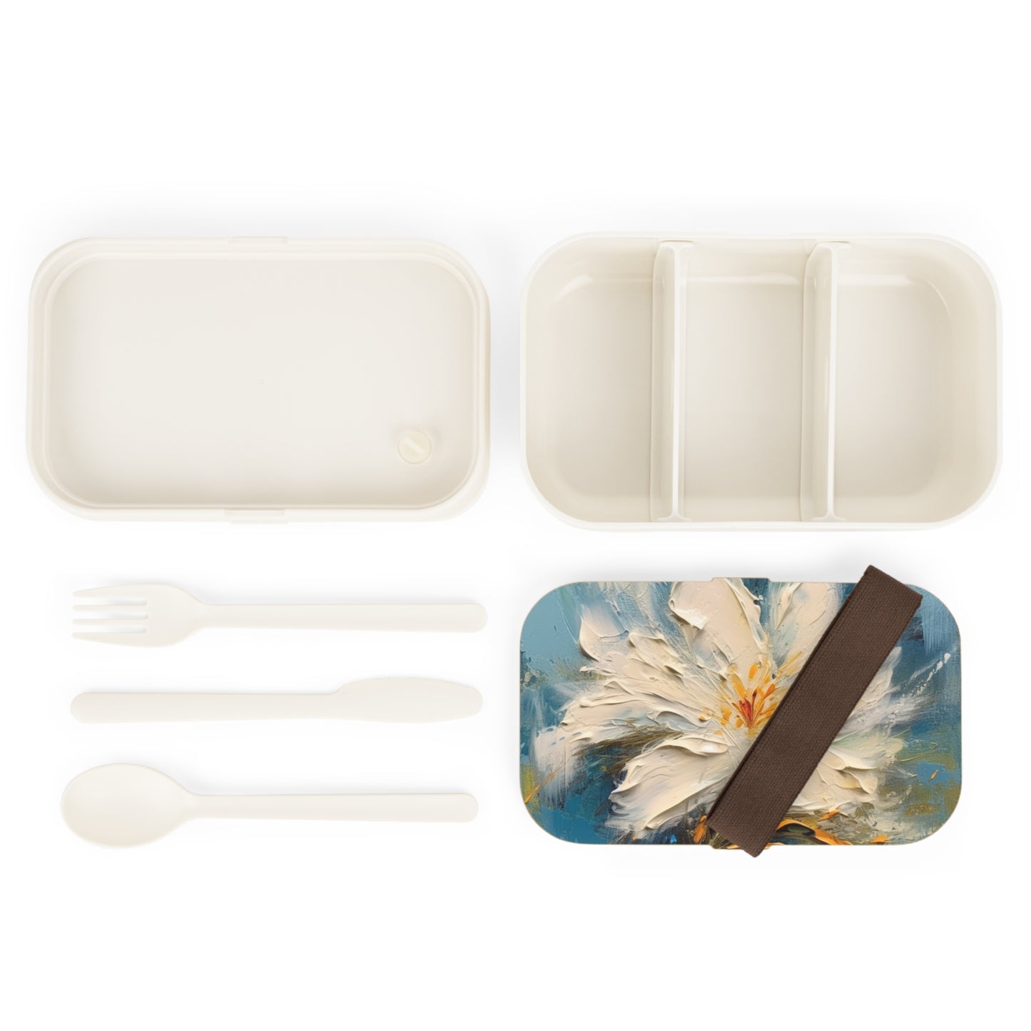 Nature's Serenade: Bento Box adorned with an Abstract Oil Painting of Jasmine