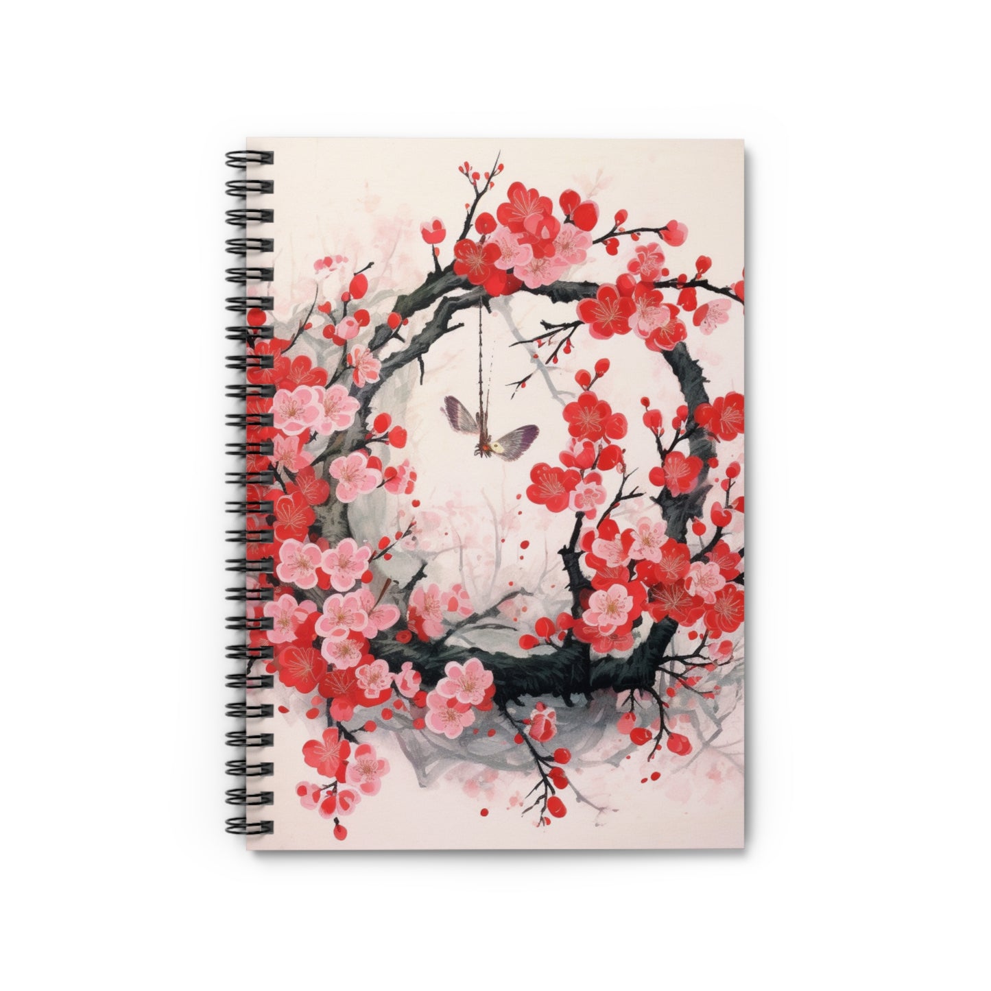 Cherry Blossom Delight: Spiral Notebook Adorned with Intricate Flower Drawings and Artistry