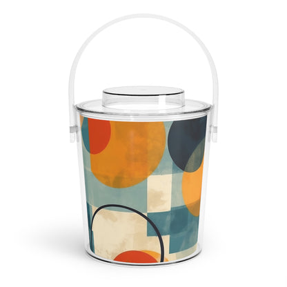 Geometric Gems: Ice Bucket with Tongs Inspired by Abstract Geometric Art