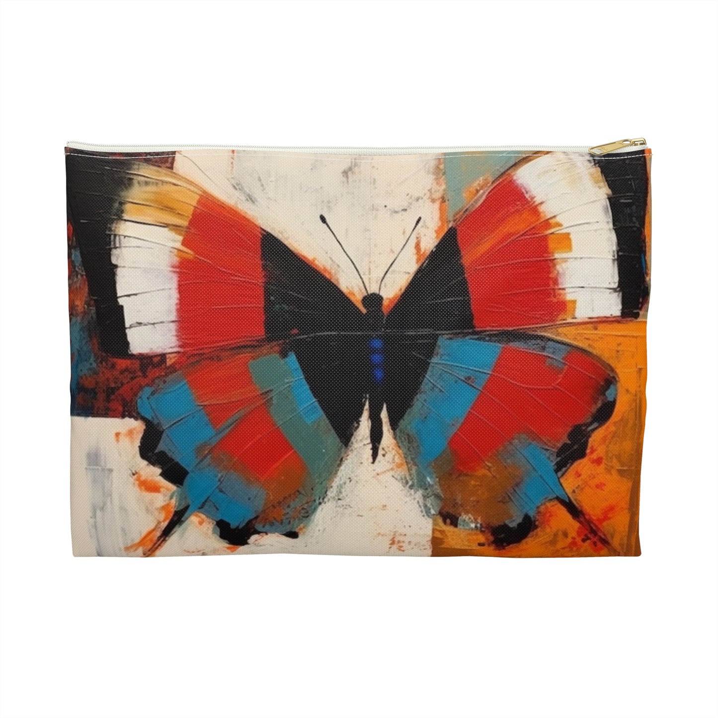 Bauhaus-Inspired Butterfly Symphony: Accessory Pouch with Vibrant Colors and Intricate Details