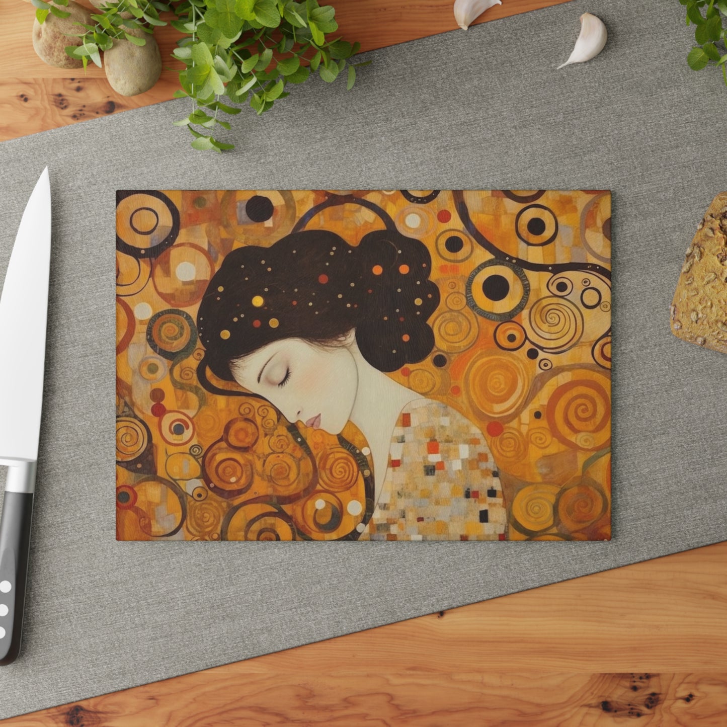 Gustav Klimt Inspired Glass Cutting Board: A Tribute to the Iconic Art of the Vienna Secession