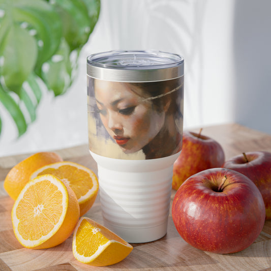 Japanese-Inspired Artistry: Abstract Oil Painting Ringneck Tumbler, Celebrating the Timeless Beauty of Geisha