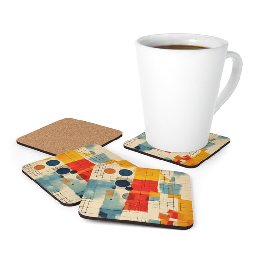 Modern Abstract Corkwood Coaster Set