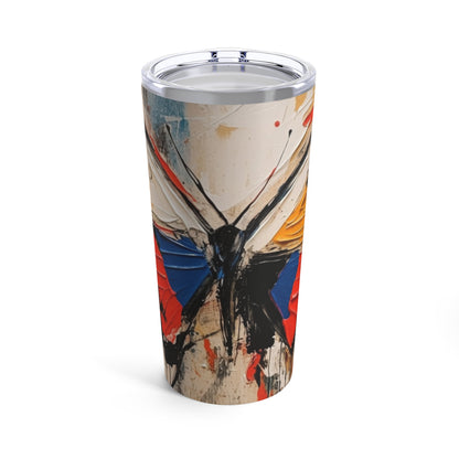 Abstract Bauhaus Design: Tumbler with Butterfly-Inspired Brush Strokes