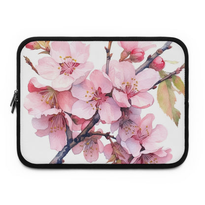 Whimsical Delight: Watercolor Cherry Blossom Tree Laptop Sleeve