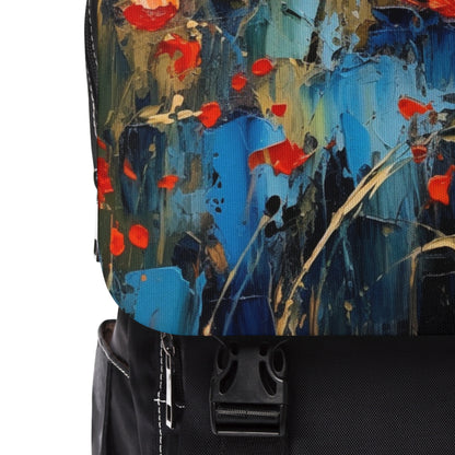 Unisex Casual Shoulder Backpack Paradise: Abstract Poppy Artwork and Flower Drawings