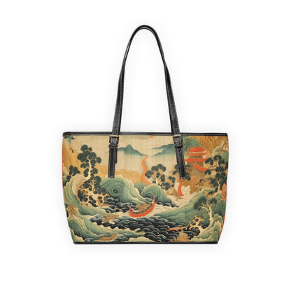 Harmony of the Elements: Japanese Tapestry-Inspired PU Leather Shoulder Bag Title