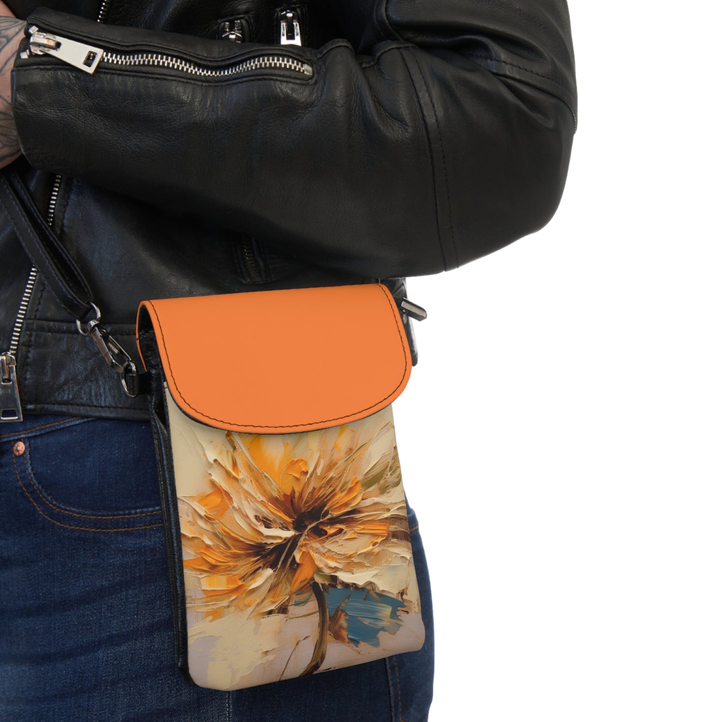 A Brush of Nature's Elegance: Small Cell Phone Wallet for Artistic Flower Lovers