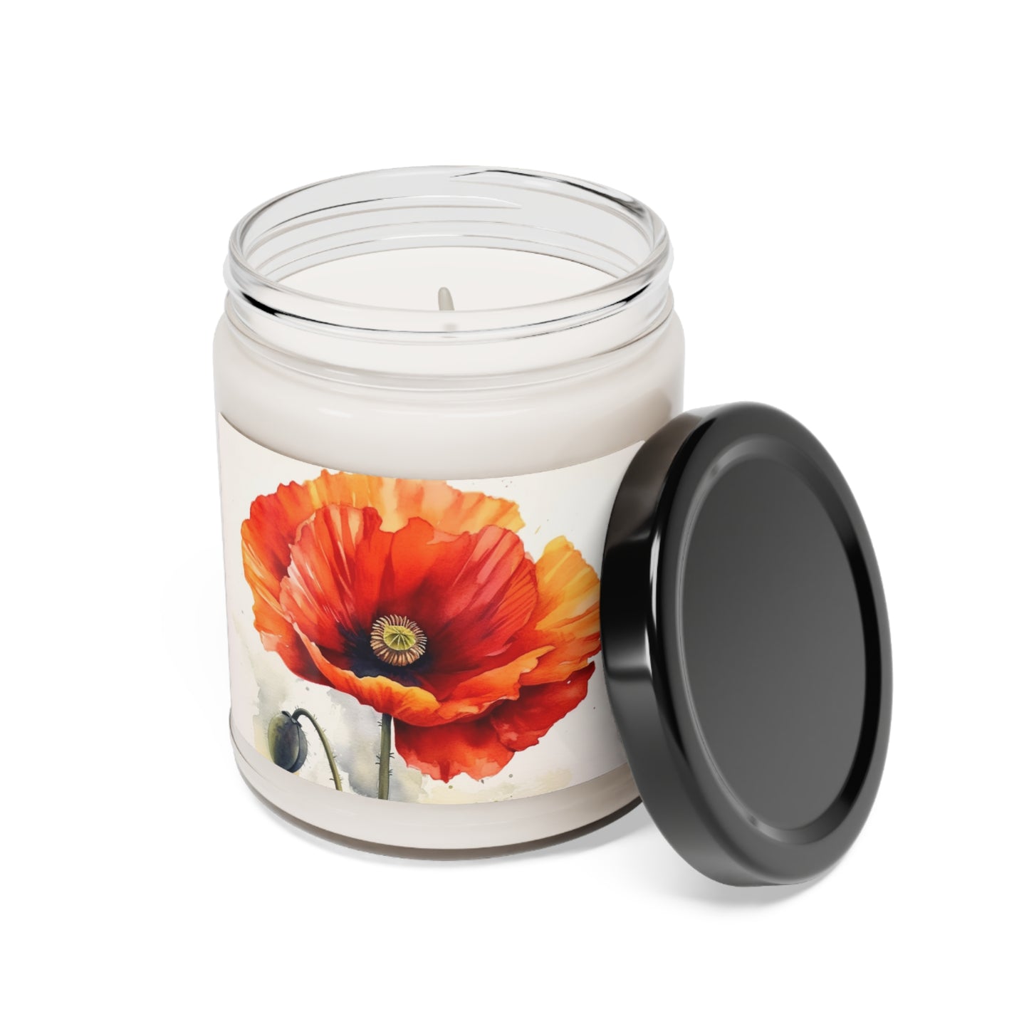 Stunning Poppy Flower Watercolor Scented Soy Candle: A Blossoming Experience