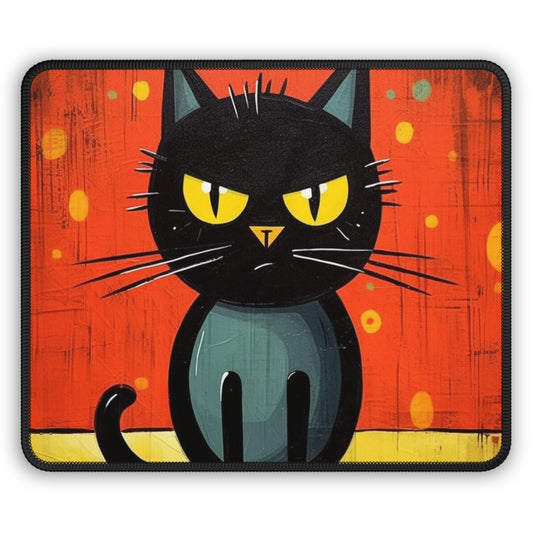 Fashionably Retro Feline: Midcentury Modern Gaming Mouse Pad with a Vintage Cat-Inspired Flair