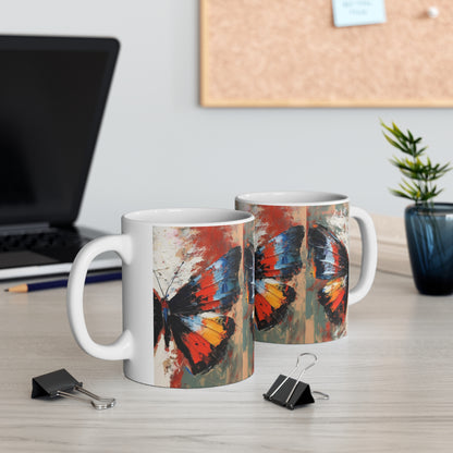 Ceramic Mug with Bauhaus Butterfly Drawing: A Harmonious Blend of Art and Functionality