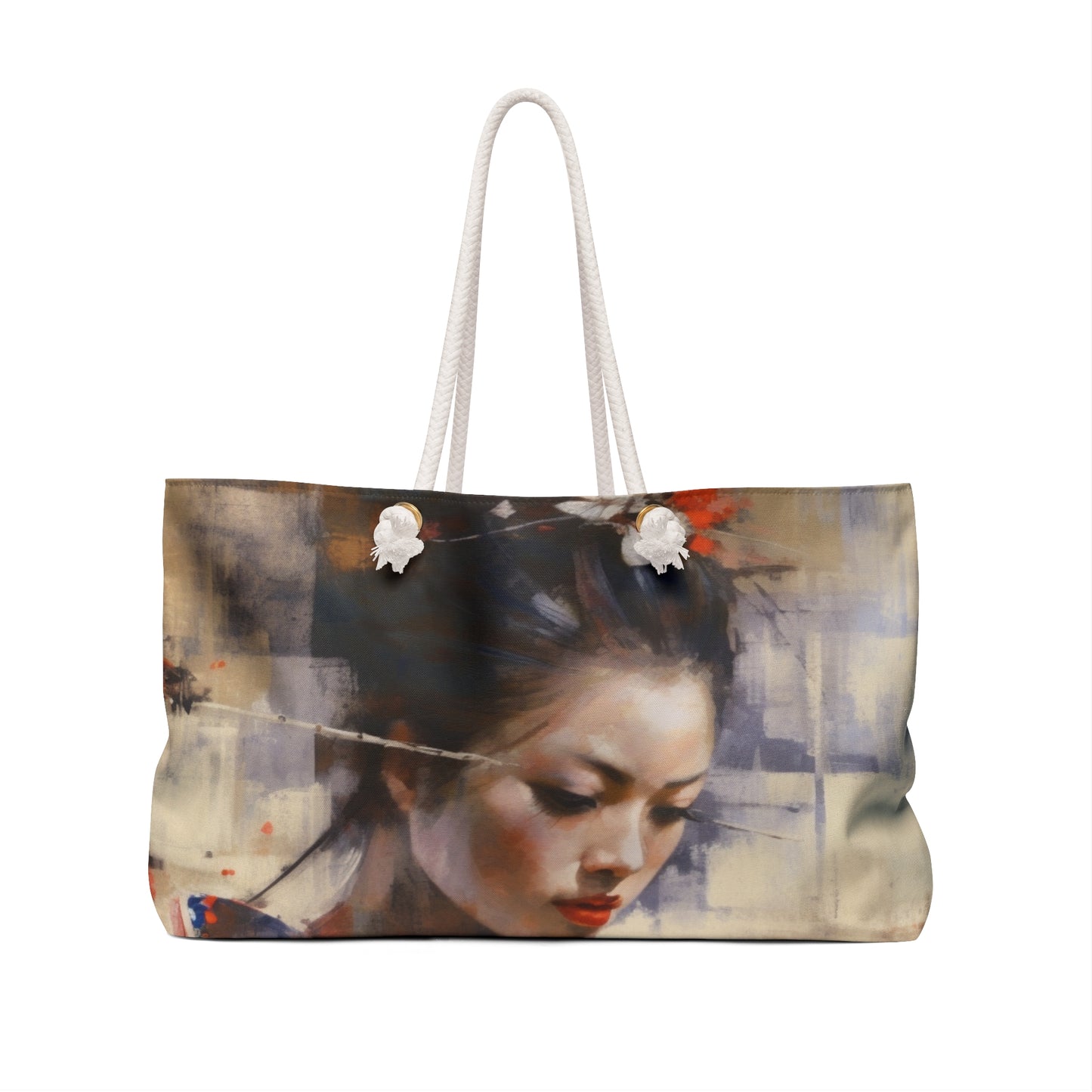 Japanese-Inspired Abstract Oil Painting Weekender Bag:Celebrating Geisha Beauty