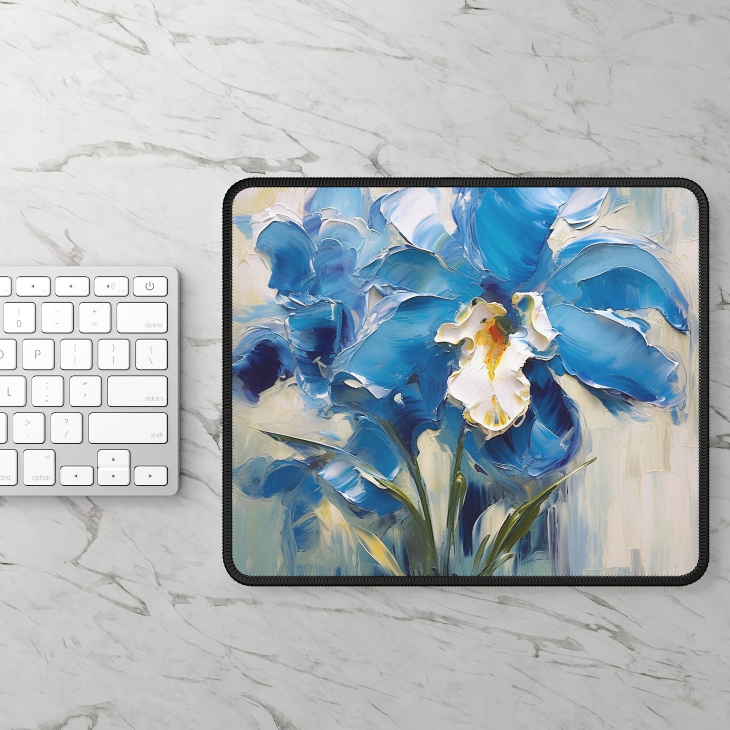 Embrace Artistic Expression with Blue Orchid Abstract Painting Gaming Mouse Pad