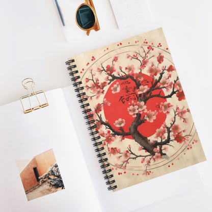 Nature's Brushstrokes: Spiral Notebook Featuring Captivating Cherry Blossom Drawings