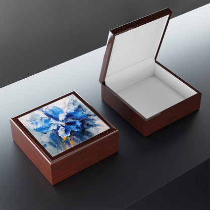 Jewelry Box with Blue Orchid Drawing: A Delicate Tribute to Nature's Splendor