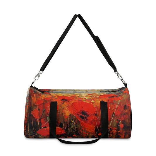 Whimsical Poppy Art on Duffel Bag