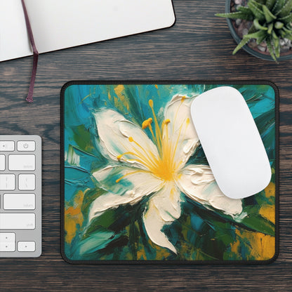 Floral Symphony: Gaming Mouse Pad featuring an Abstract Oil Painting of Jasmine