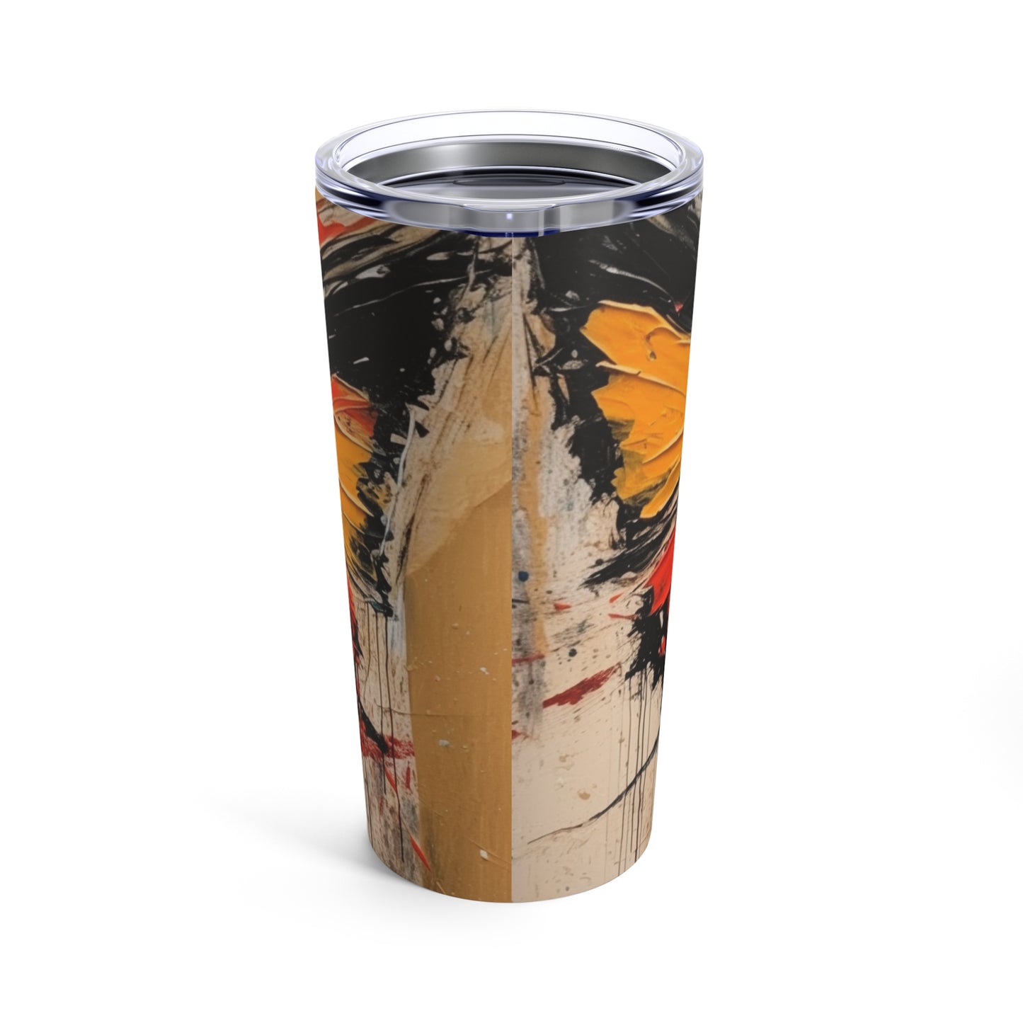 Abstract Bauhaus Design: Tumbler with Butterfly-Inspired Brush Strokes