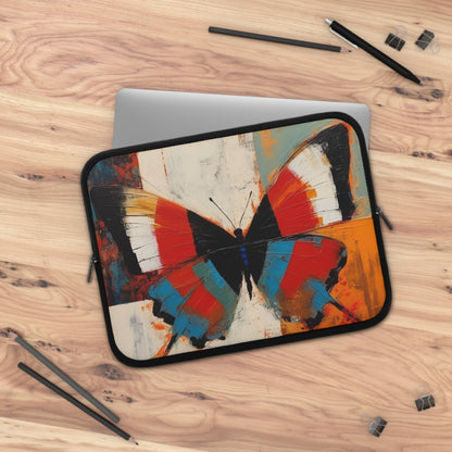 Bauhaus-Inspired Butterfly Symphony: Laptop Sleeve with Vibrant Colors and Intricate Details