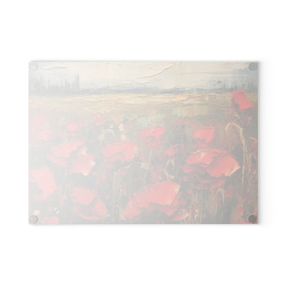 Abstract Poppy Fields: Glass Cutting Board