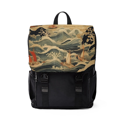 Artistic Fusion - Where Japanese Tapestry Meets the Perfect Unisex Casual Shoulder Backpack