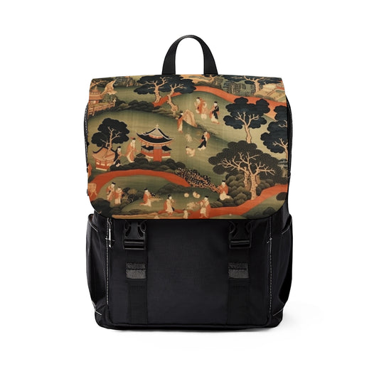 Tapestry Treasures: Japanese-inspired Unisex Casual Shoulder Backpack for Art Lovers