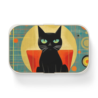 Abstract Cat Expressions: Modern Art-Inspired Midcentury Modern Bento Box with Timeless Atomic Age Design