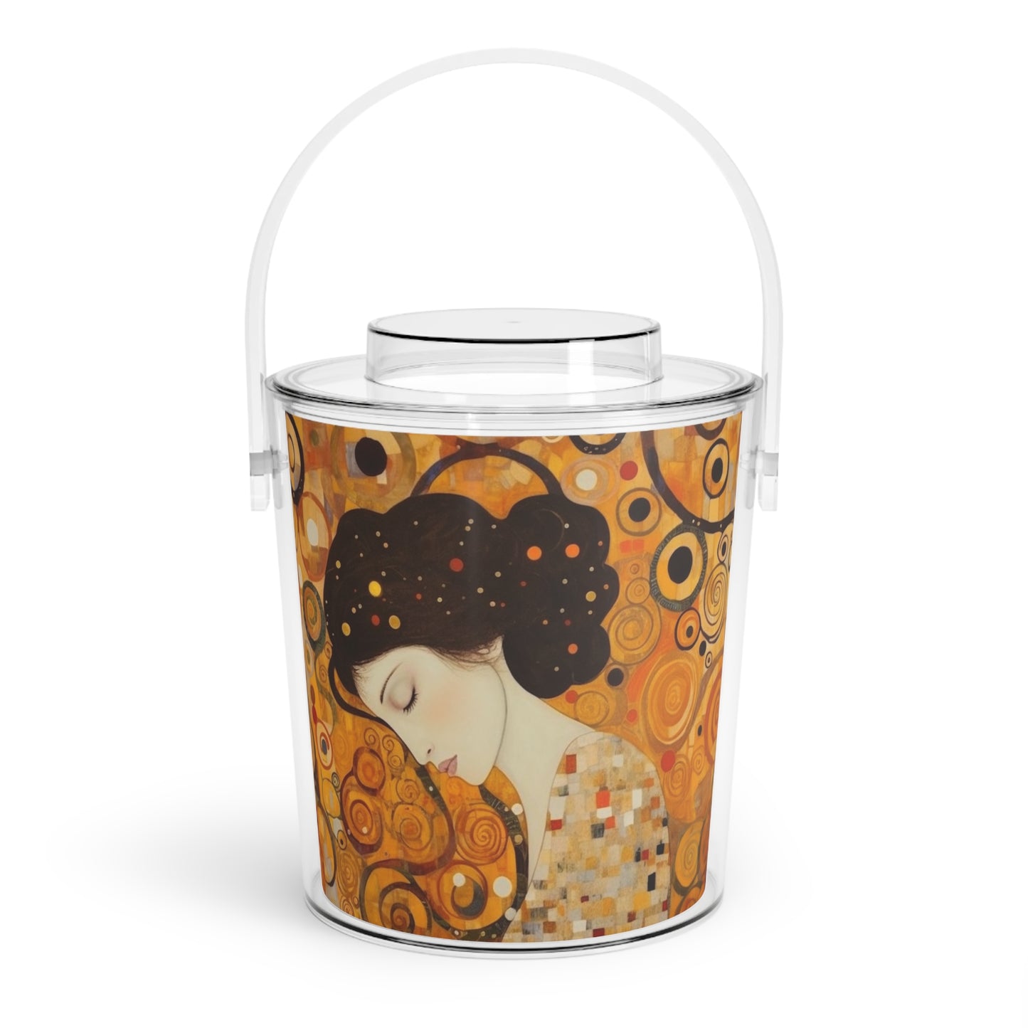 Gustav Klimt Inspired Ice Bucket with Tongs: A Tribute to the Iconic Art of the Vienna Secession